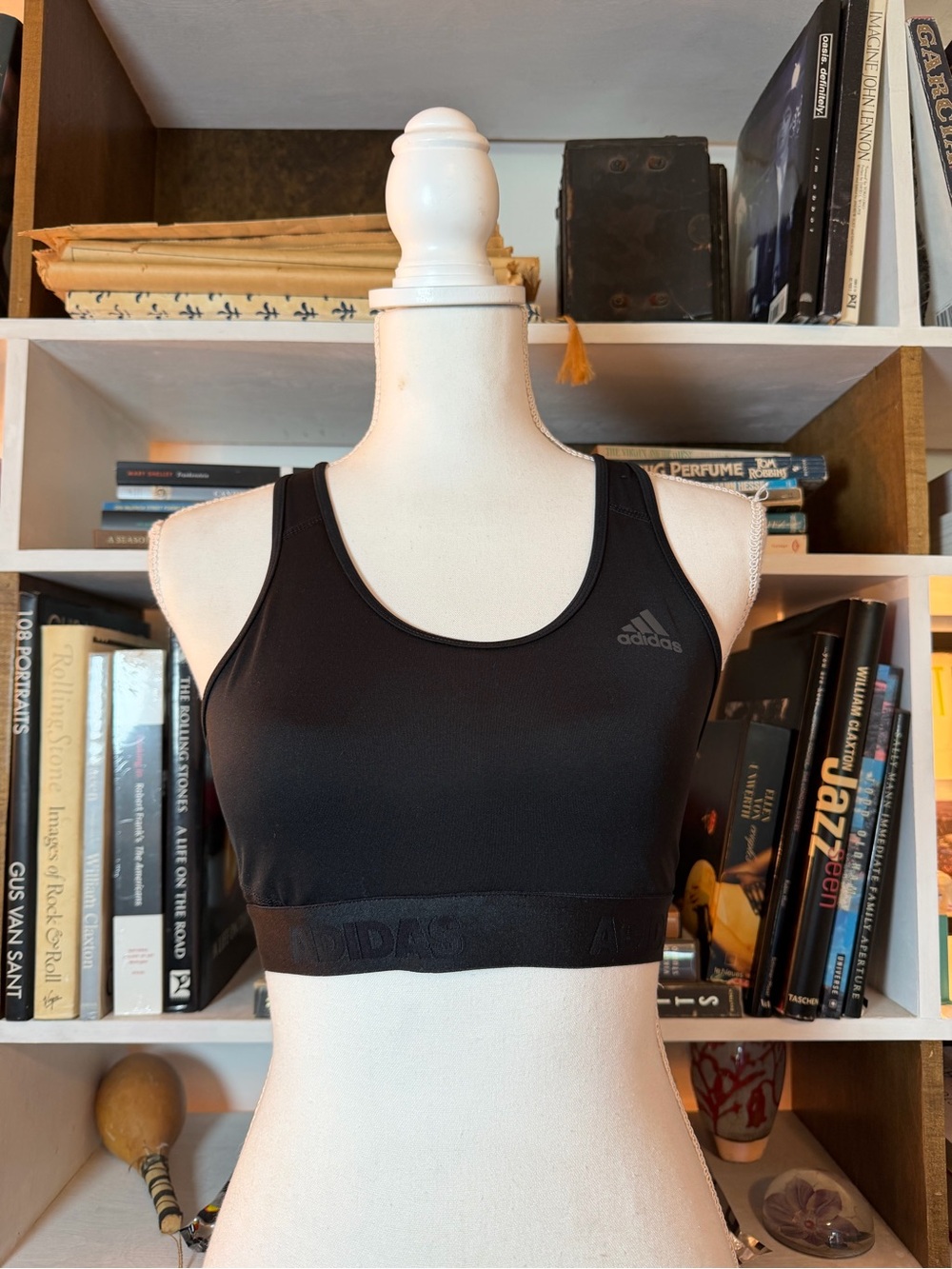 adidas Black Racerback Sports Bra with Elastic Band